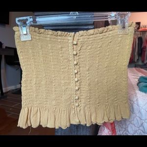 AE Yellow Crop Top + buttons and ruffles